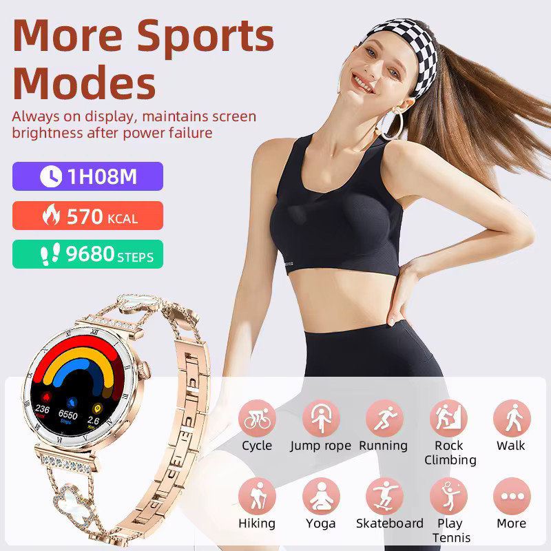 LIGE Smartwatch, Edelstahl, Schwarz, Damen - Bild 2