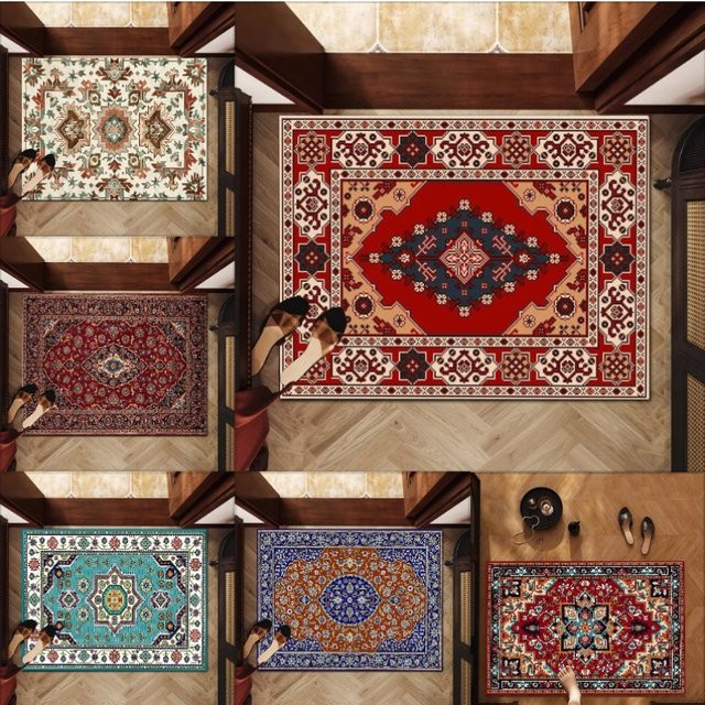 Gewebter Teppich im persischen Stil mit geometrischem Muster in Multicolour für dein Wohnzimmer - Bild 1