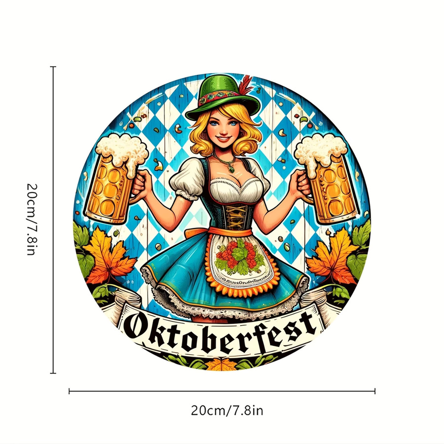 Rundes Aluminium-Wandschild Potdemiel mit Oktoberfest-Motiv, Durchmesser: 20,3 cm - Bild 2