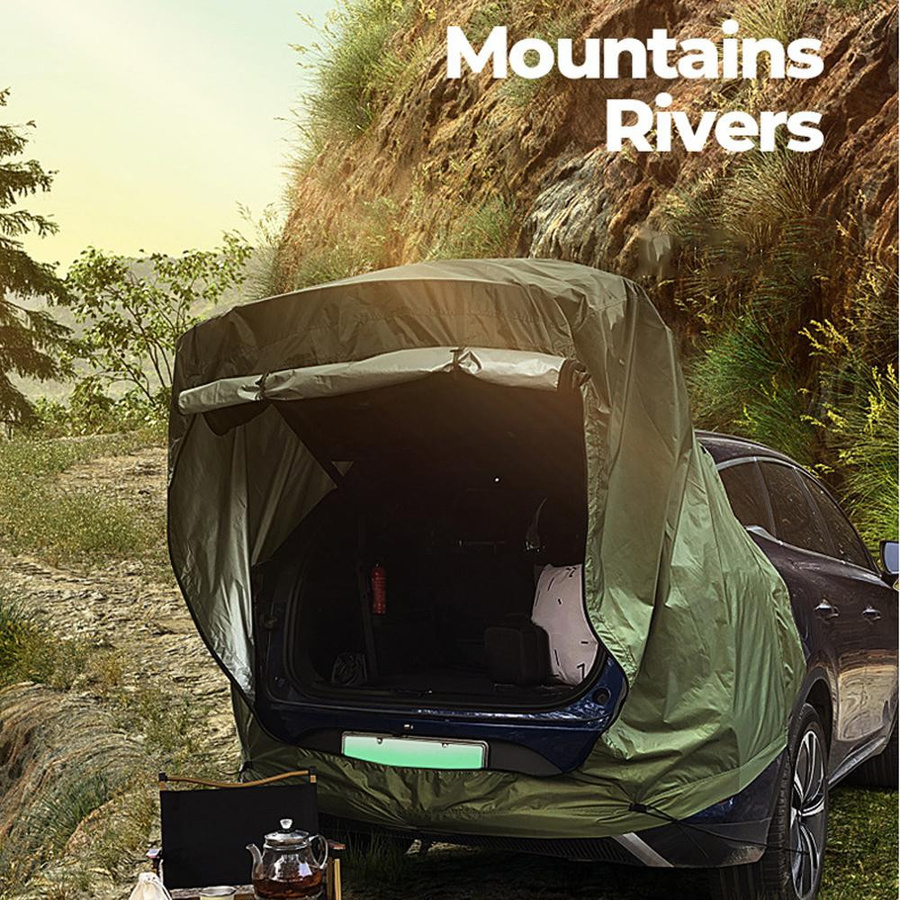 TOMTOP JMS Outdoor-Auto-Kofferraum-Zelt mit Baldachin für Camping und Picknick, Weiß und Grün - Bild 5