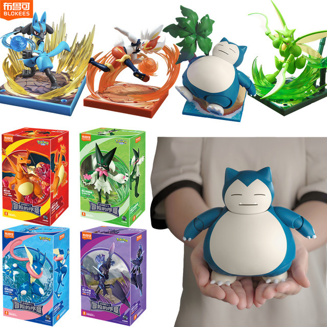 Blokees Pokémon Pikachu Scyther Snorlax Lucario Charizard Greninja Meowscarada Ceruledge, Bausteine, Anime Puppe - Bild 1