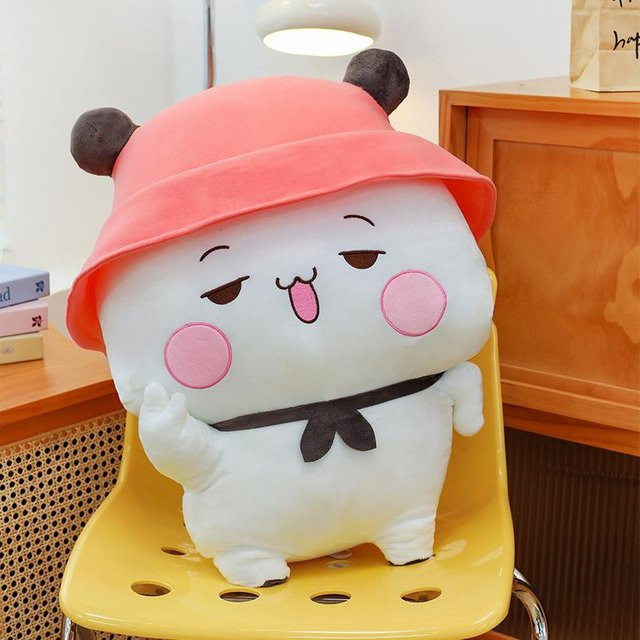 Yiran toy Bubbu Panda Plüschtier, Weiche Kuschelpuppe mit Eimerhut, 60cm, ab 14 Jahren - Bild 1