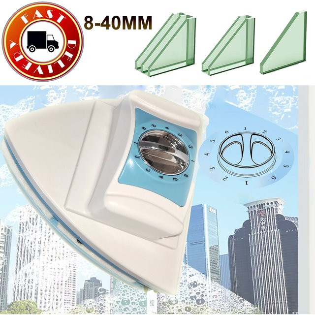 Hooha Magnetischer Fensterreiniger und Glasabzieher in Weiß, verstellbar für 8–40 mm Glasstärke - Bild 1