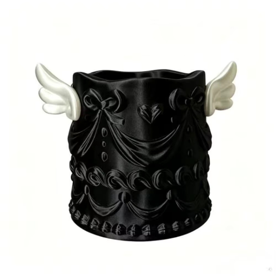 Luxus Make-up Pinselhalter mit Relief-Design in Schwarz aus Kunststoff als Kosmetik-Organizer für deinen Schreibtisch - Bild 3