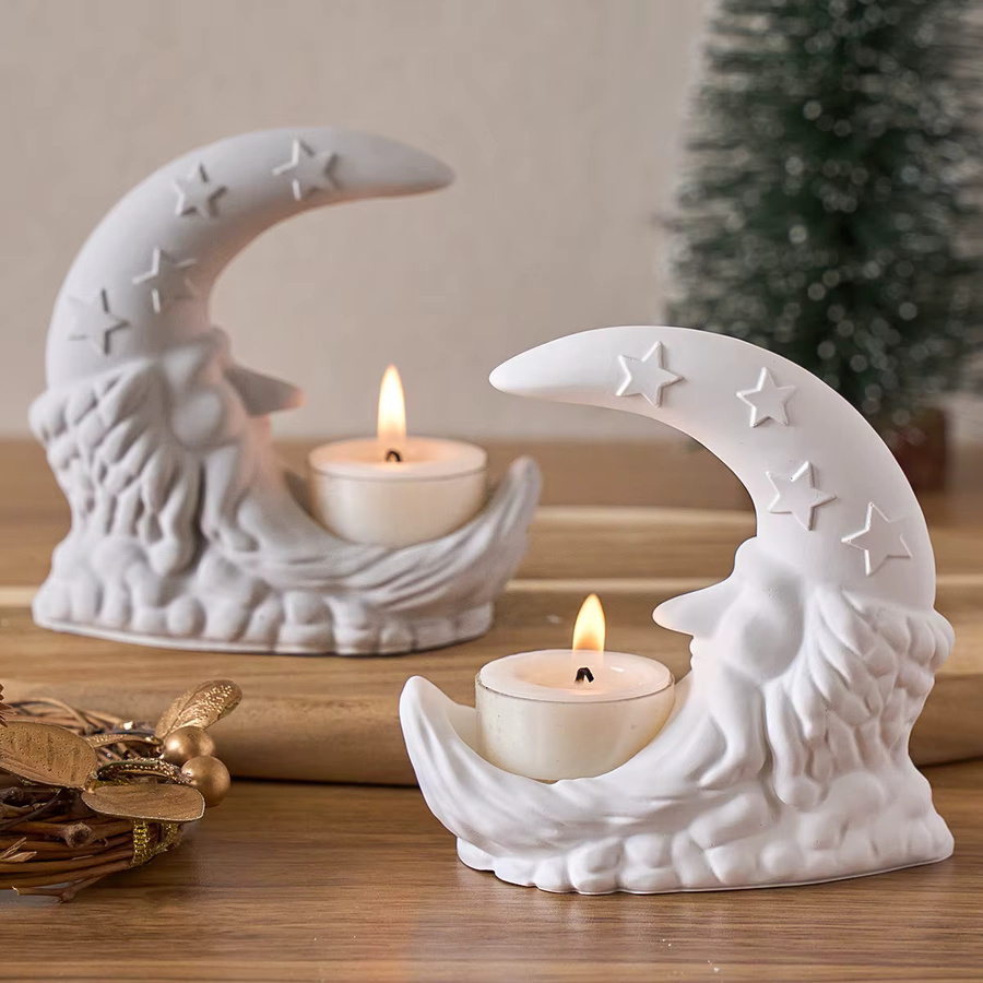 Silikonform für DIY Mond Kerzenhalter und Santa Claus Design zur Herstellung von Teelichthaltern aus Gips oder Beton - Bild 5