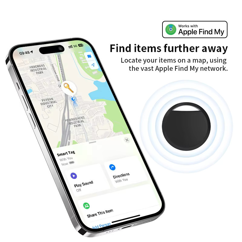HIMOJO 2er Set Anti-Verlust-Tracker in Schwarz für Apple AirTag mit Bluetooth und GPS über die Find My App für Gepäck und Schlüssel - Bild 5