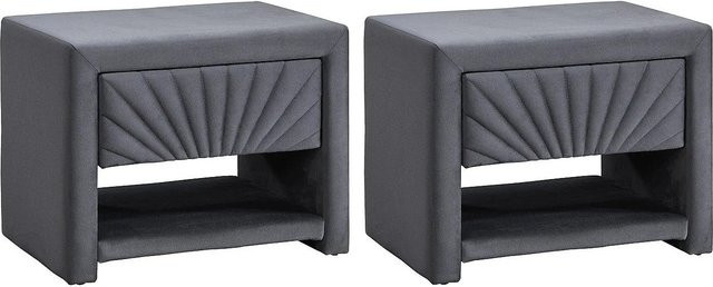 Nachttisch Ulami von Vente-unique in Anthrazitgrau mit Schubladen, B/T/H: 50 x 35 x 41 cm - Bild 1