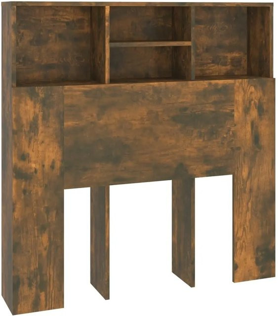 vidaXL Kopfteil mit integrierten Ablagen in Räuchereiche, modern und matt, B/T/H: 100 x 19 x 103,5 cm - Bild 1