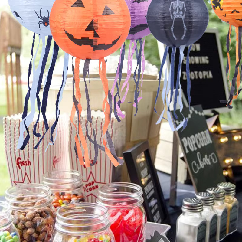 Joy-enlife Halloween Papier Laternen mit Kürbis- und Fledermausmuster für deine Party Dekoration, Mehrfarbig - Bild 2