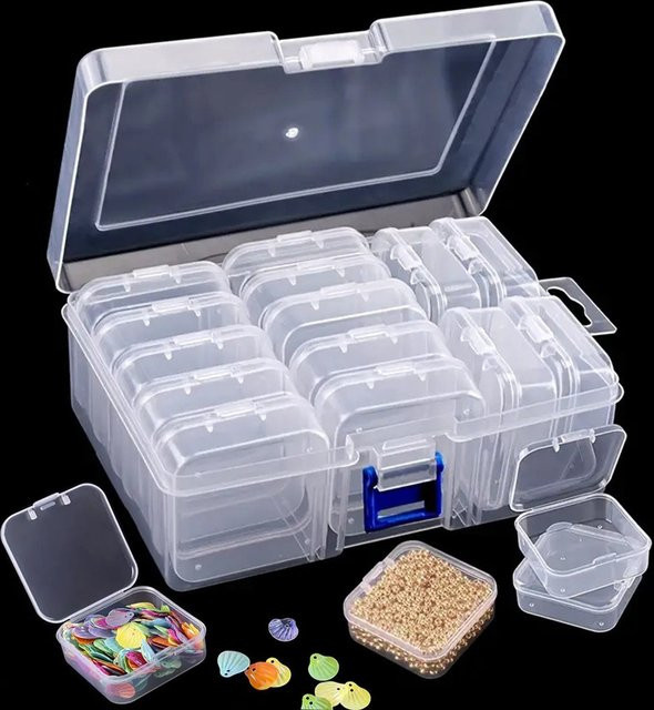 Transparente Aufbewahrungsbox aus Kunststoff für DIY Diamantmalerei, Schmuck und Nail Art, B/T/H: 16,4 x 11,7 x 5,8 cm - Bild 1