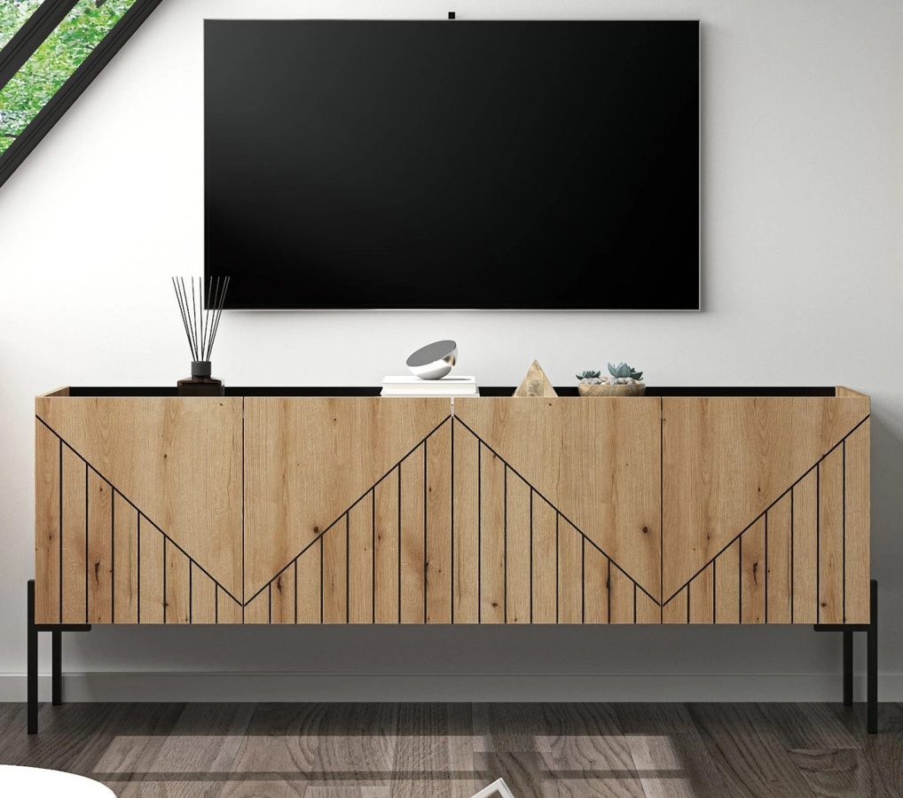 TV-Lowboard Norick in Evoke Eiche, modern mit Soft-Close-Schubladen, B: 153 cm, T: 40 cm, H: 62 cm - Bild 1