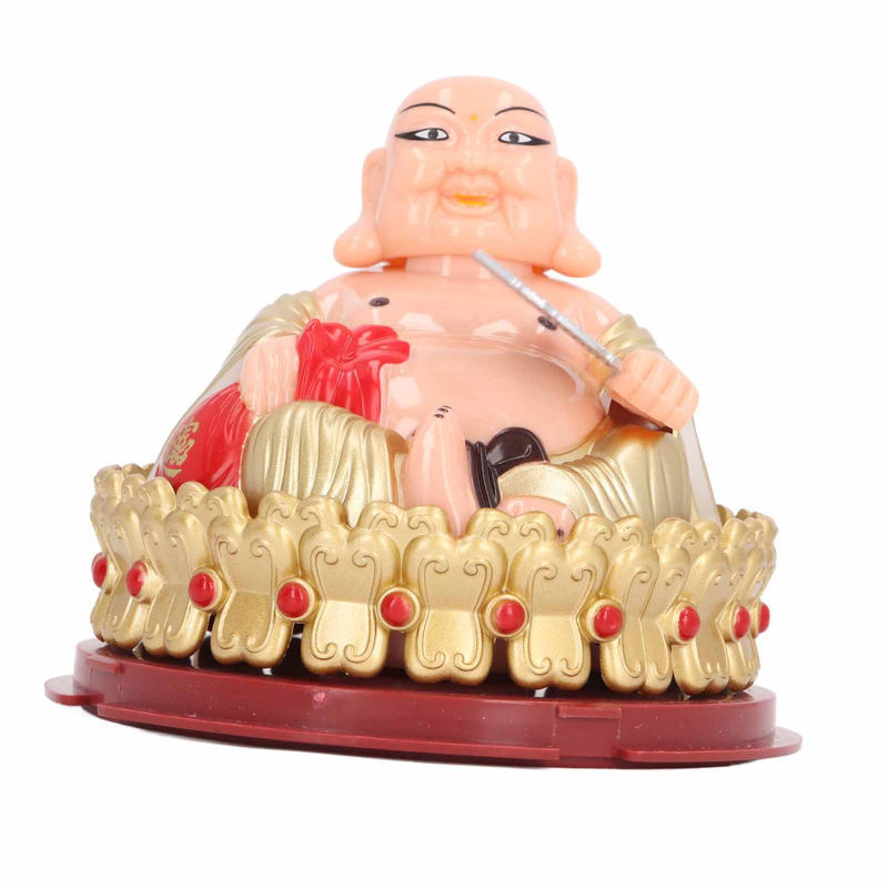 Maitreya Buddha Ornament mit Solarlichtsensor – Schaukelnder Fächer aus Kunststoff für Glück und Harmonie - Bild 2