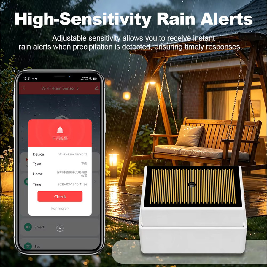 Tuya WLAN Smart-Regenerkennungssensor zur Wasserleckage- und Überschwemmungsdetektion, IPX4 wasserdicht, batteriebetrieben, Farbe: Weiß, Smart Life App-Steuerung - Bild 4