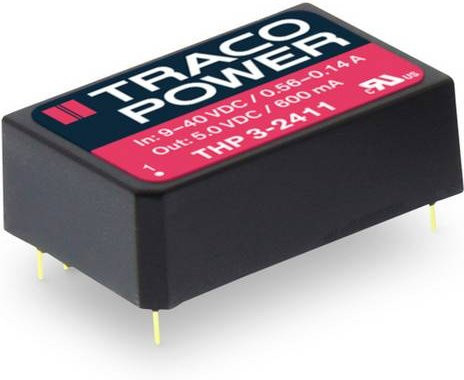 TracoPower THP 3-2422 DC/DC-Wandler Print 24 V/DC zu 12 V/DC und -12 V/DC 125mA 3W Schwarz - Bild 1