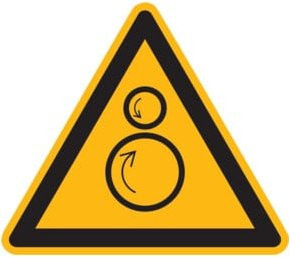 SafetyMarking Warnschild Aluminium in Gelb mit Warnung vor gegenläufigen Rollen, Breite: 10 cm - Bild 1