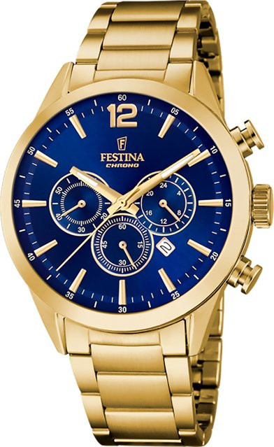 Festina Chronograph, Quarz, Edelstahl, Blau, 44 mm, Herren - Bild 1