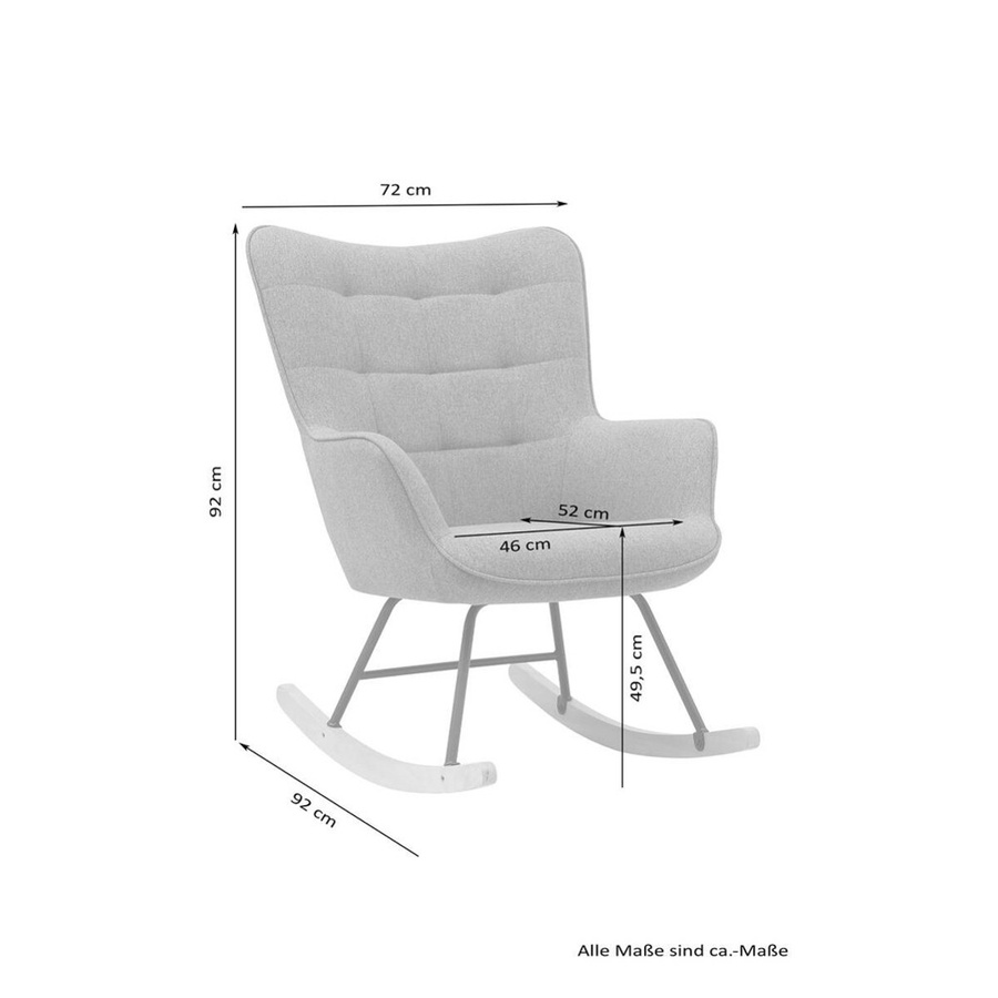 Schaukelstuhl RICHIE von byLIVING mit Samtbezug in Schwarz und Gestell aus Buche Natur/Schwarz, B/T/H: 72 x 92 x 92 cm - Bild 3