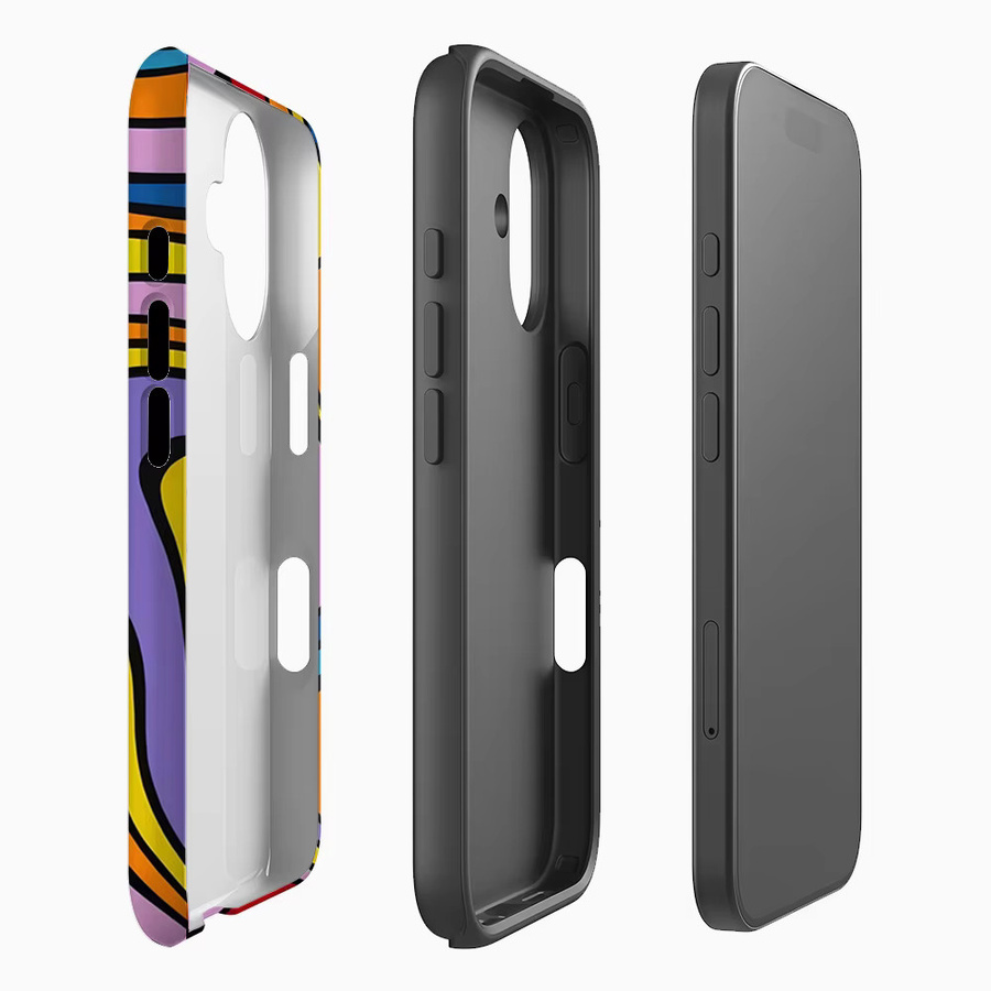 Handyhülle mit lebendigem Wellenmuster für Apple iPhone 11 bis iPhone 17 Pro Max Plus, doppelschichtige Rückseite, multicolour - Bild 2