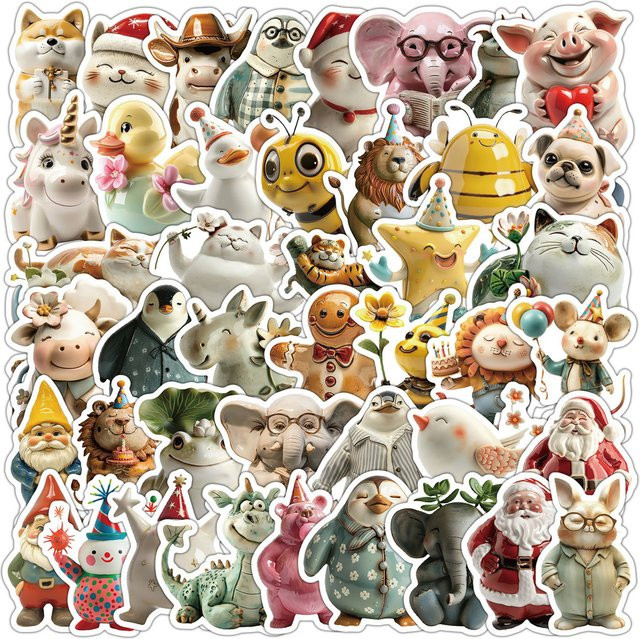 50 Stück Vintage-Keramik-Graffiti-Aufkleber wasserfest in Multicolor von BulingBulingStickers Store - Bild 1