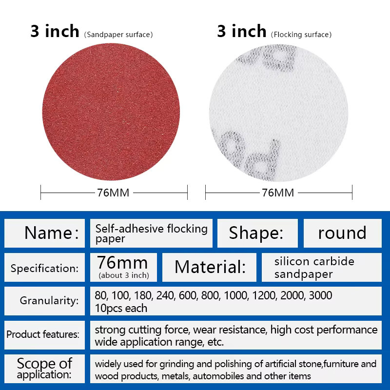 XCAN Schleifscheiben Set 100 Stück, Durchmesser: 75 mm, Körnung 80-3000, Polierscheiben für Holzbearbeitung und Rotationswerkzeuge - Bild 3