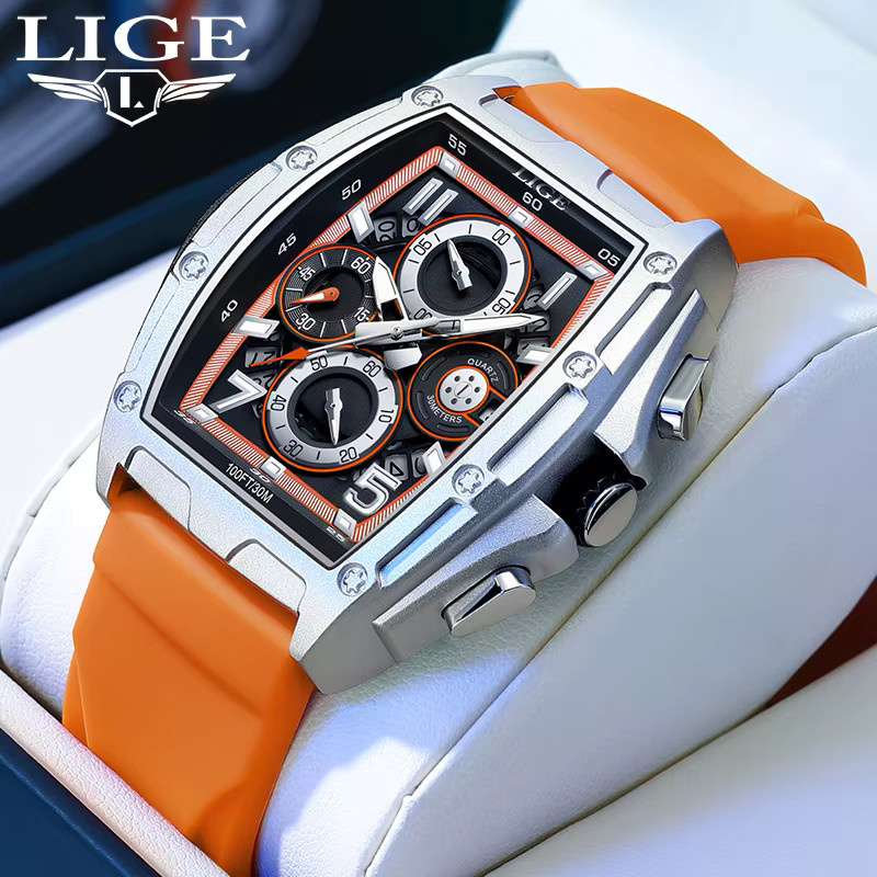LIGE Armbanduhr Quarz, Silikon, Schwarz, Herren - Bild 5