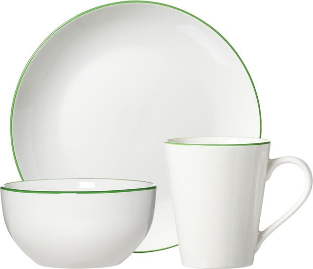Ritzenhoff & Breker Frühstücks-Set Adela 18-teilig aus Porzellan in Grün und Weiß - Bild 1