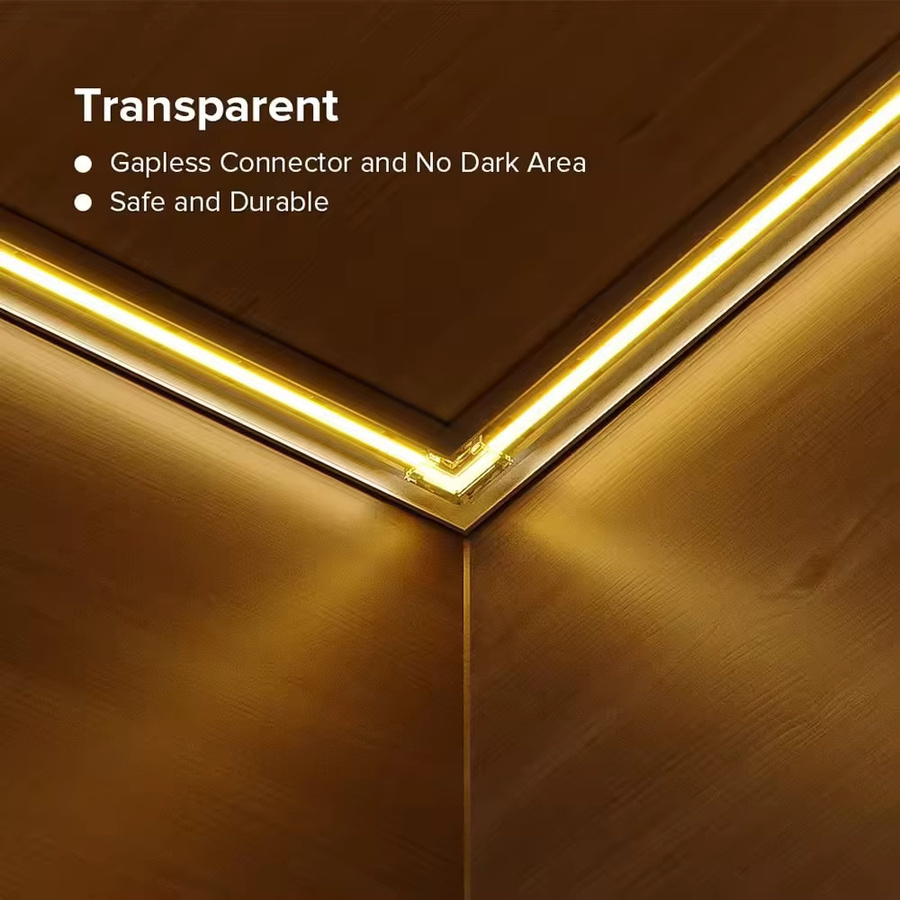 YSRSAI L-förmige Eckverbinder für COB-LED-Streifen, 10er Set, transparent, für 2/3/4-polige LED-Bänder (RGB, CCT) - Bild 4