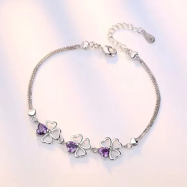 Noble Brands Armband, 925 Silber, lila Kristall, Damen, 17 cm + 4 cm - Bild 1