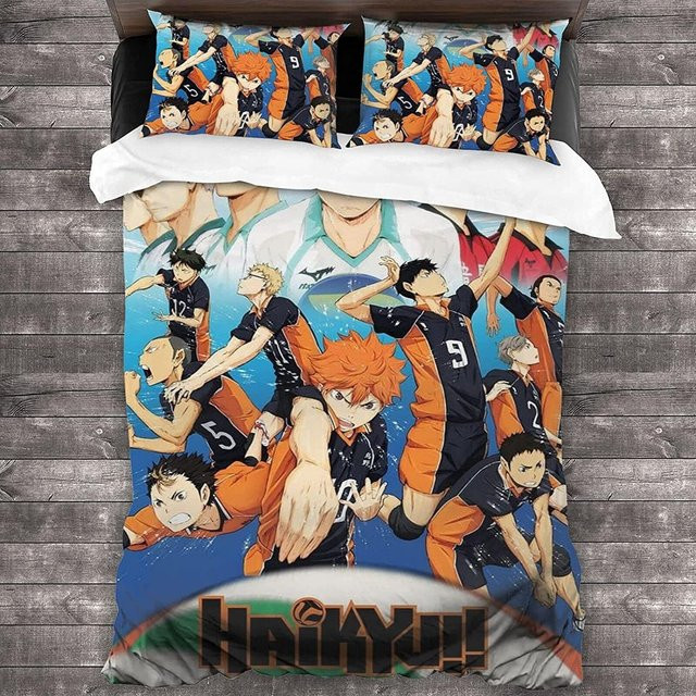 Flylo Volleyball Anime Bettwäsche-Set mit Bettbezug und Kissenbezug, Mehrfarbig, B/H: 90 x 200 cm - Bild 1