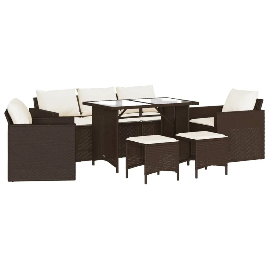 vidaXL 6-tlg Garten-Sofagarnitur aus Poly Rattan in Braun mit Kissen und Couchtisch für Terrasse und Garten - Bild 2