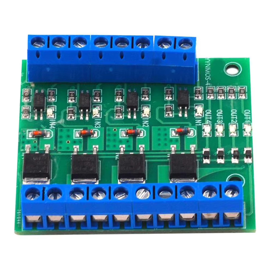 ALLOET 4-Kanal MOS FET PLC Verstärkerplatine mit PWM-Treibermodul und Optokoppler, Farbe: Grün, 3-20V zu 3,7-27V DC 10A - Bild 3