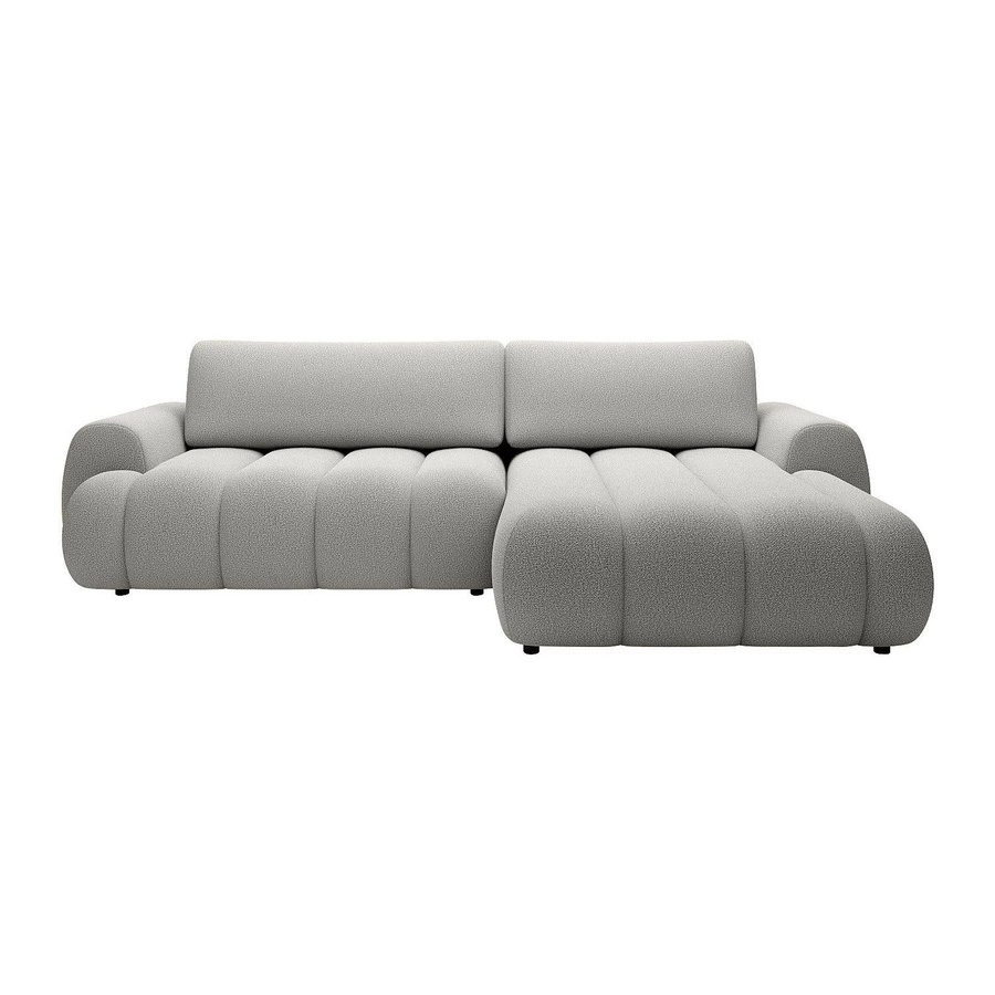 Vente-unique Schlafsofa Fridora in Hellgrau mit L-Form und Stoffbezug - Bild 2