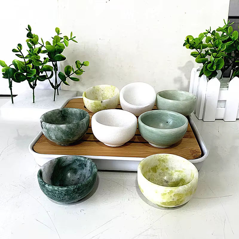2er-Set EBET Jade-Kristall-Schalen aus Naturstein - Bild 2