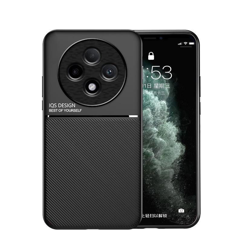 Strukturierte magnetische Vier-Ecken-Vollabdeckung Handyhülle für OPPO Reno 12F 5G in Schwarz - Bild 4
