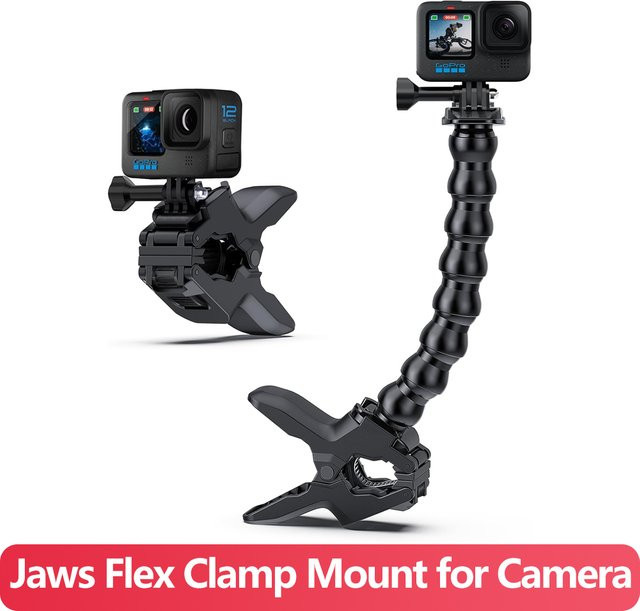 Jaws Flex Clamp Mount Verstellbarer Schwanenhalshalter für Action-Kameras in Schwarz - Bild 1