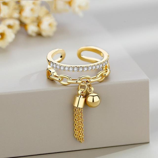 Wucifang Jewelry Fingerringe, Quasten Design, Zirkonia, beige, Damen - Bild 1