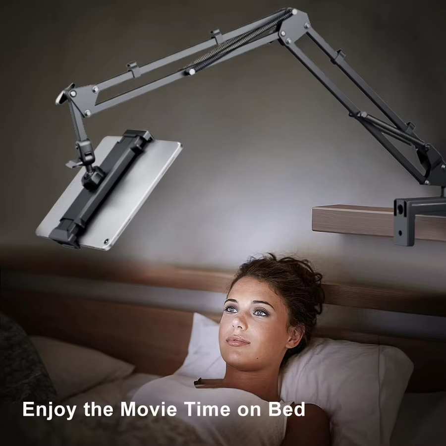 Hacrin Verstellbarer Aluminium Tablet und Handy Halter Lazy Bracket für Nachttisch und Desktop in Schwarz - Bild 4