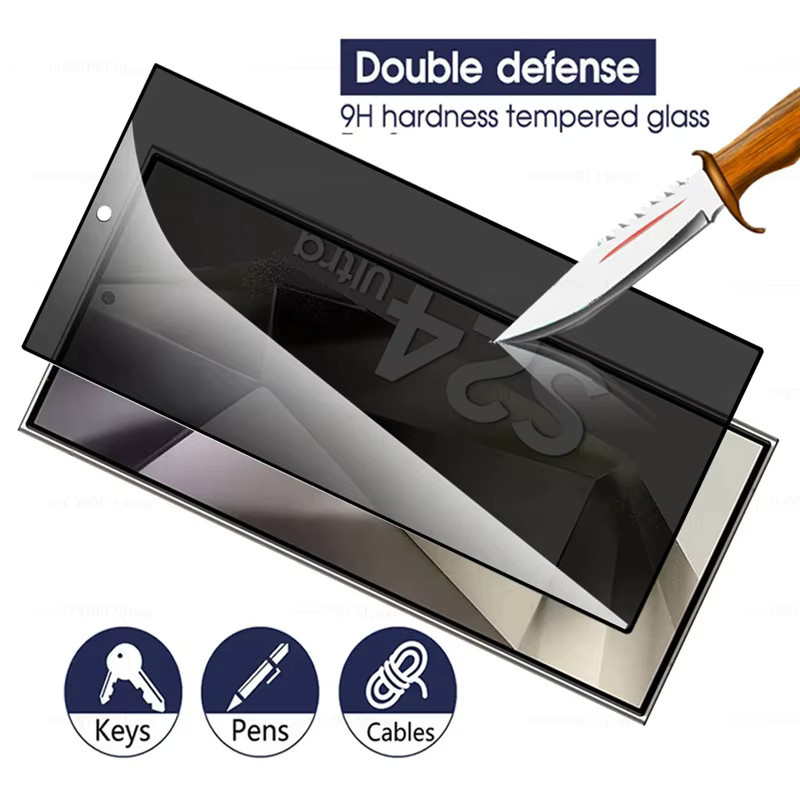 2er-Set Displayschutzfolie aus gehärtetem Glas mit Privatsphäre-Funktion für Samsung Galaxy S25 Edge Plus, S24, S23 und S22 Ultra, transparent - Bild 3