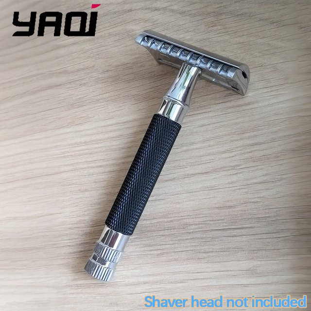 Yaqi Rasierhobelgriff Herren, Schwarzer Chrom-Messing, 91 mm - Bild 1