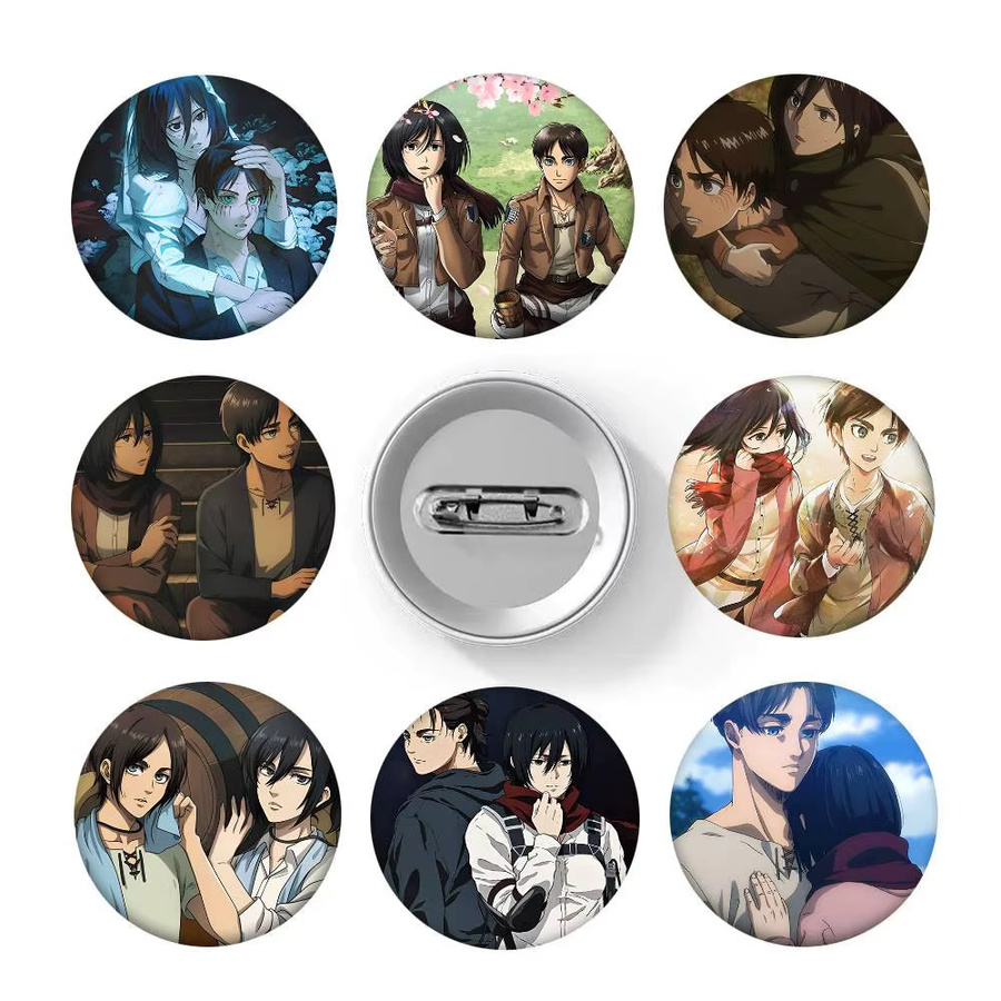 Bilibili Brosche Anime Mikasa Ackerman Eren Yeager, Rundes Abzeichen - Bild 3