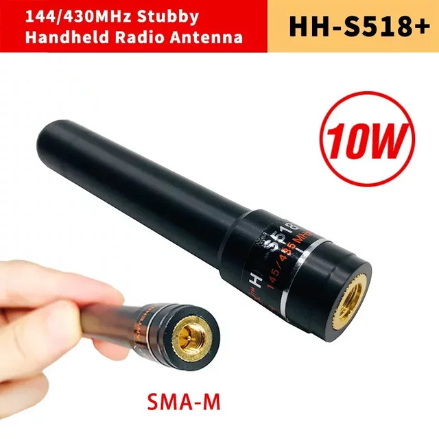 BAOFENG HH-S518+ Stubby Antenne 10 W High Gain in Schwarz für UV 145/435 MHz mit SMA-M Anschluss für BAOFENG UV-3R UV-100 UV-200 und TYT Funkgeräte - Bild 1