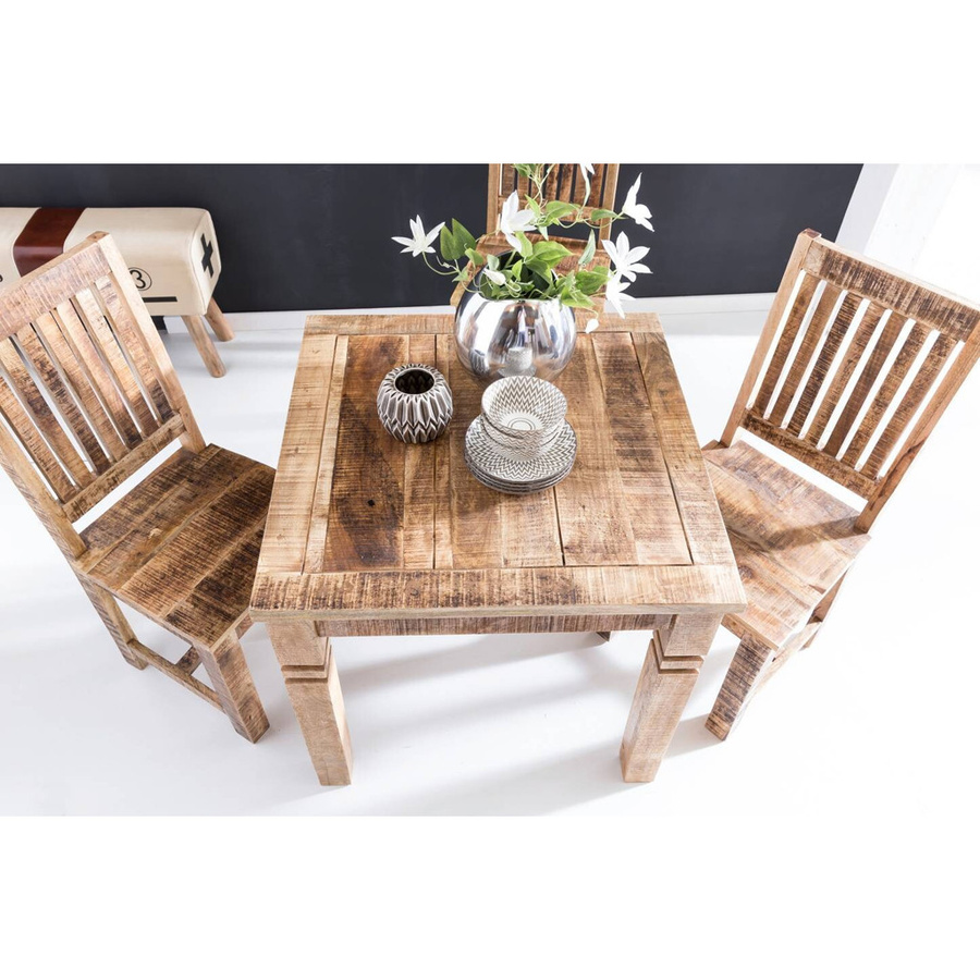 Wohnling Esstisch aus Mango Massivholz in Braun und Beige im Landhaus-Stil, B/T/H: 80 x 80 x 76 cm - Bild 3