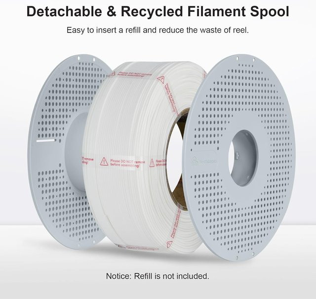 Bambu Lab Ersatzspule für 3D-Filamente, wiederverwendbar und abnehmbar, Weiß, Durchmesser: 196 mm, Höhe: 67 mm - Bild 1