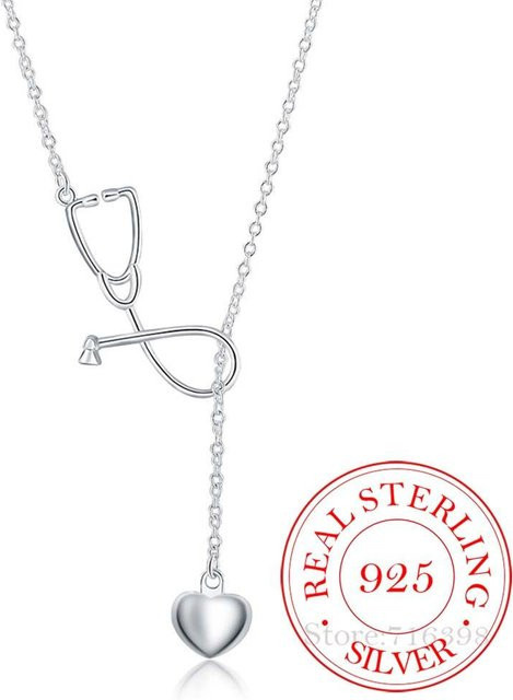 Allbestart Halskette Stethoskop Anhänger, 925 Silber, Damen, 45 cm - Bild 1