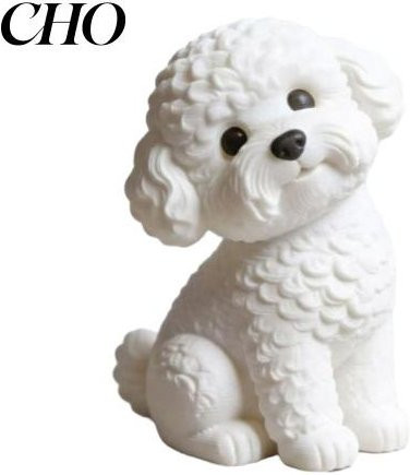 Lebensechte Hundedekoration Figur von Dark Halo in Weiß, 3D-gedruckte Mini-Tier Skulptur für dein Zuhause, Büro oder Regal - Bild 1