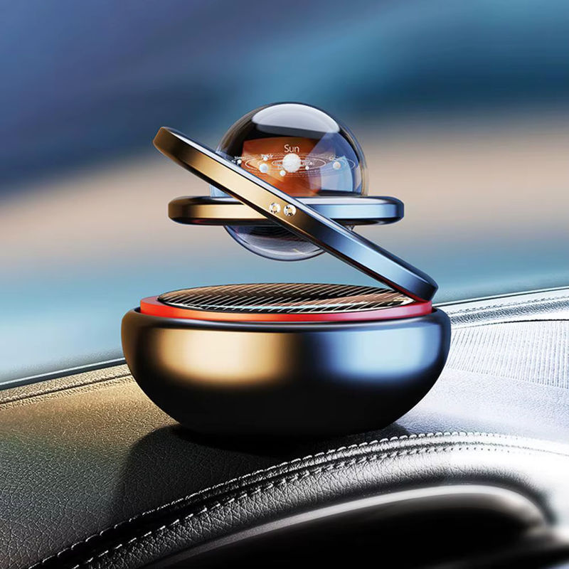 Solarbetriebener Auto Lufterfrischer mit rotierender Planet-Aromatherapie in Rot - Bild 2