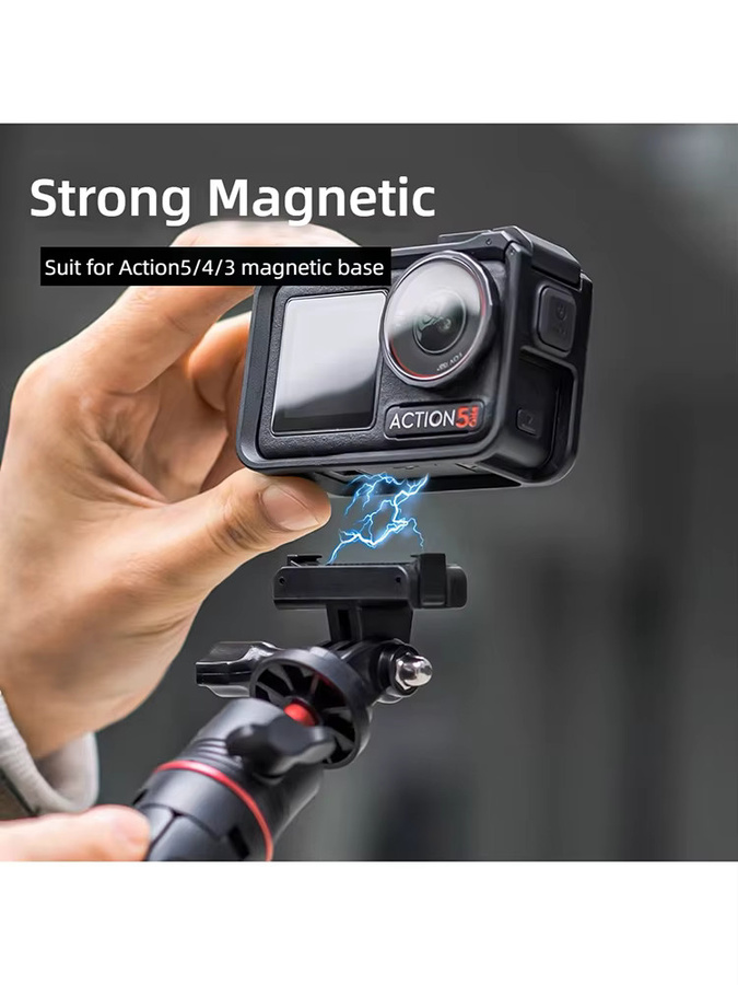 DJI Magnetischer Adapter mit verstellbarer Halterung und Stativ-Verbindungsbasis für Action 5 Pro, 4 und 3 Sportkameras in Schwarz - Bild 4