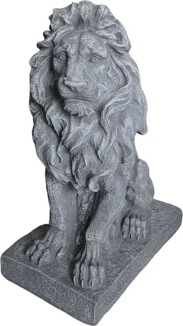 Relaxdays Löwenfigur aus Polyresin in Grau, sitzend, wetterfest und frostfest, B/T/H: 17 x 27 x 38 cm - Bild 1