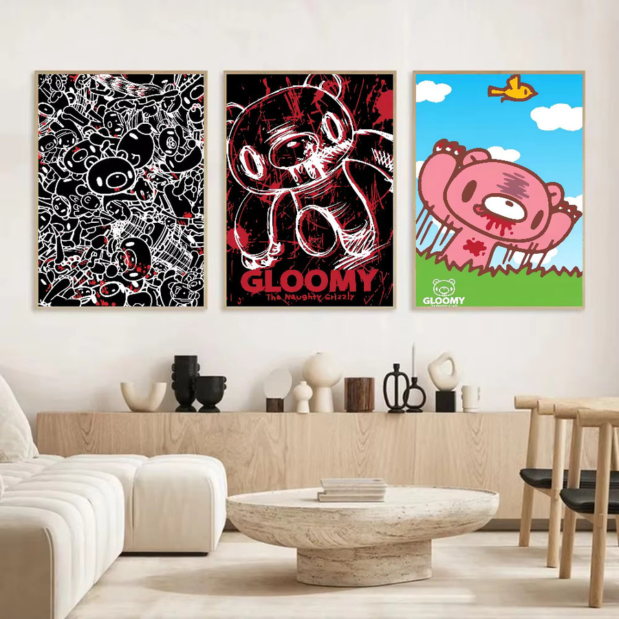 Selbstklebender Wandaufkleber mit Cartoon Bär Motiv, Wasserdichtes Papier Poster für Haus, Bar und Zimmer, Mehrfarbig - Bild 3