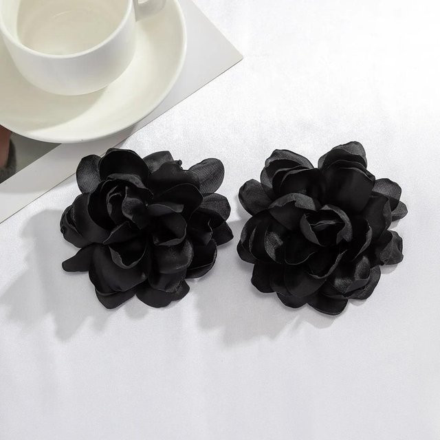 Blumenstecker Damen, schwarz, Messing, Ohrring - Bild 1